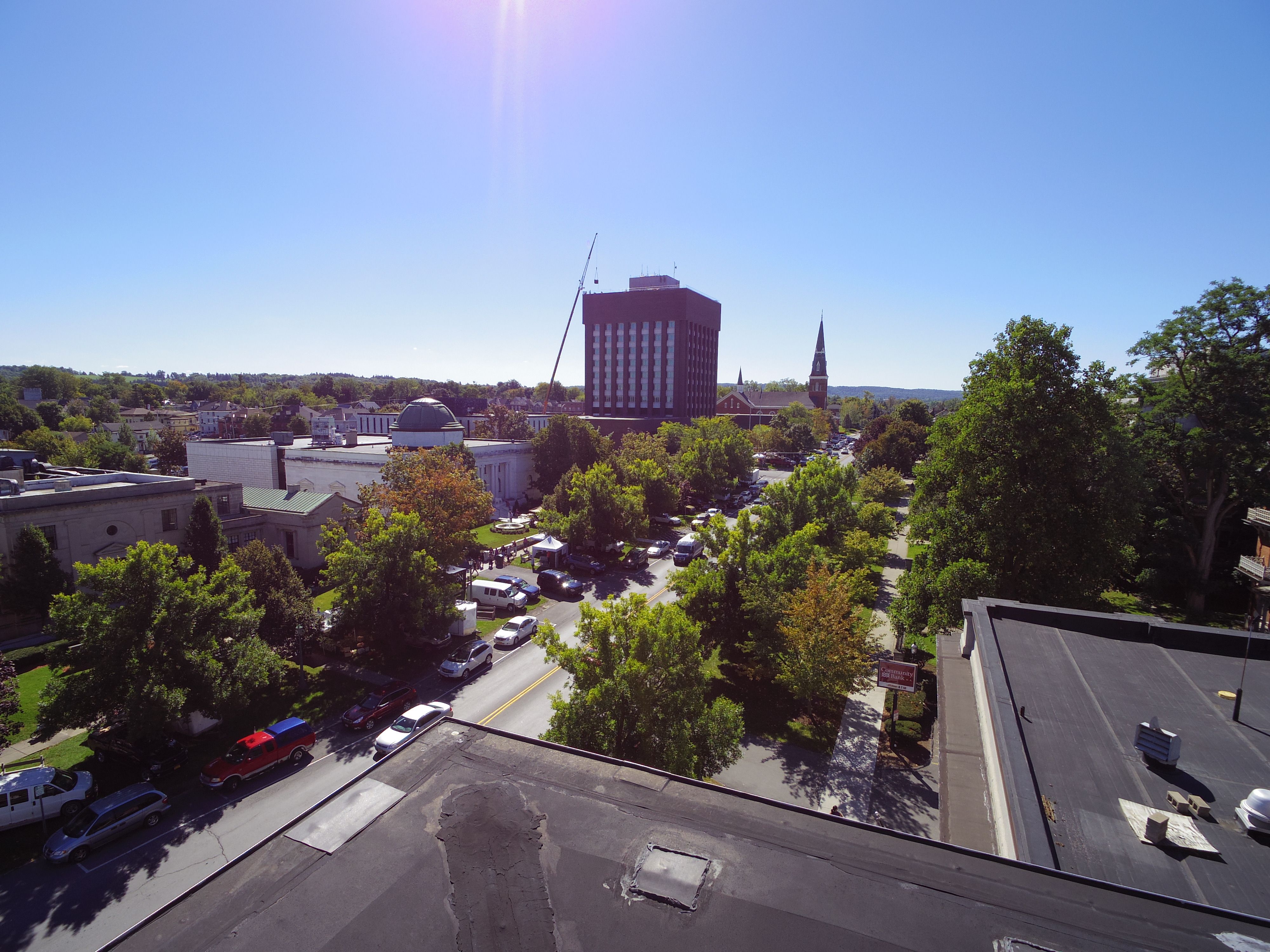 A view of Washington Street from a roof in Downtown Watertown